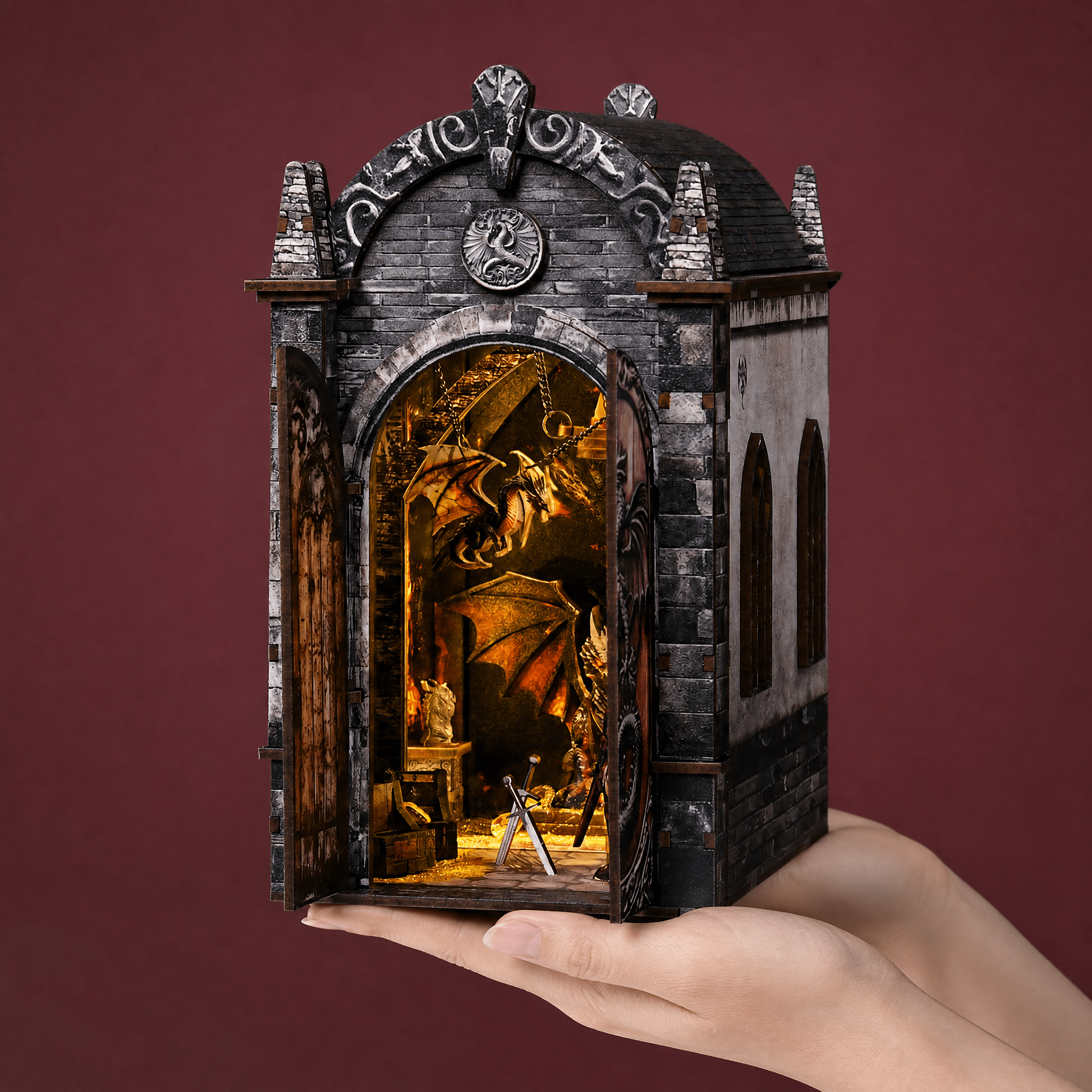 Dragon Castle DIY book nook kit front view